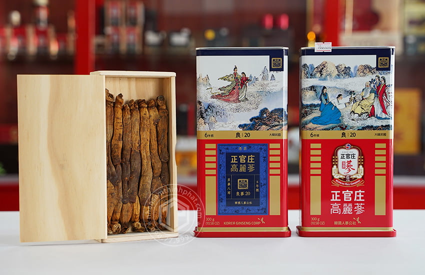 Hồng sâm củ khô Hàn Quốc KGC 300g Hộp 14 củ sâm chính phủ nhập khẩu chính hãng Hàn Quốc Hồng sâm củ khô Hàn Quốc KGC 300g Hộp 14 củ sâm chính phủ nhập khẩu chính hãng Hàn Quốc