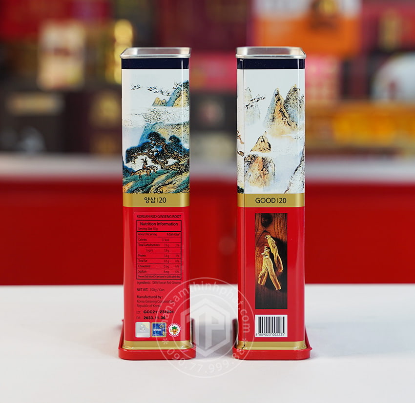 Hồng sâm củ khô KGC 20PCS 150g 7 củ hộp thiếc hồng sâm Chính phủ Jung Kwan Jang Hồng sâm củ khô KGC 20PCS 150g 7 củ hộp thiếc hồng sâm Chính phủ Jung Kwan Jang