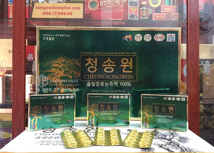 Viên tinh dầu thông đỏ Hàn Quốc Cheong Song Won hộp 180 viên hộp xanh Viên tinh dầu thông đỏ Hàn Quốc Cheong Song Won hộp 180 viên hộp xanh