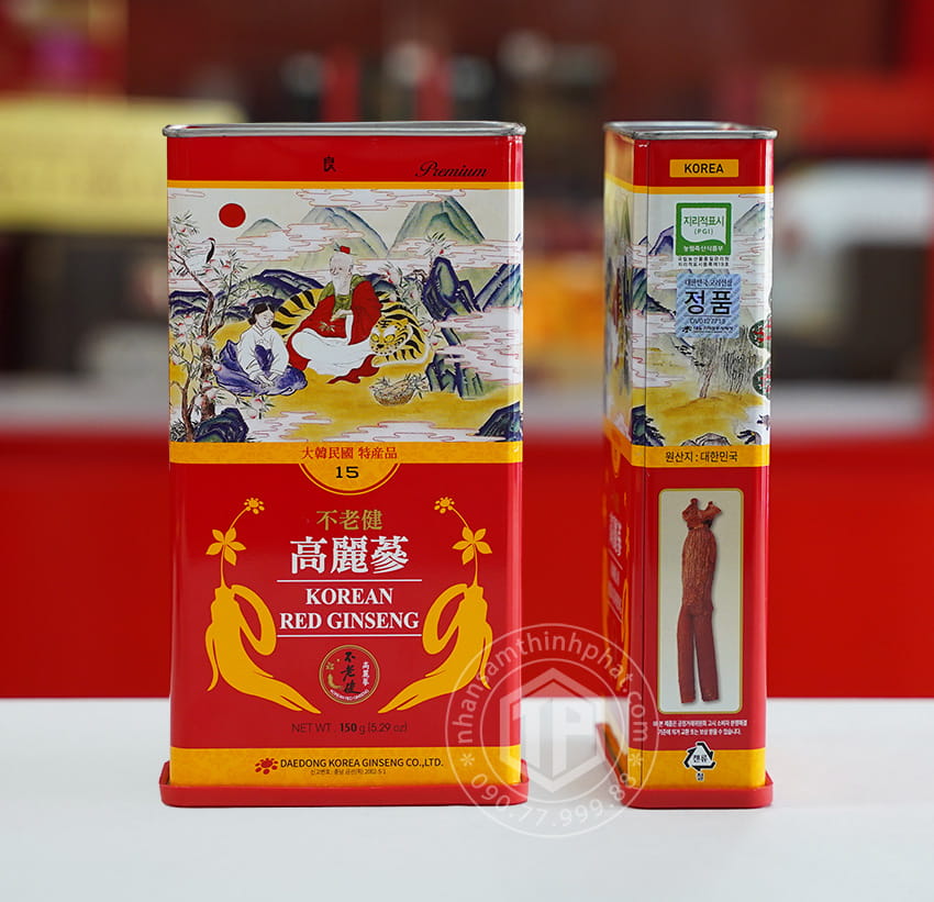 Hồng sâm củ khô 6 năm tuổi 150g hộp thiếc chính hãng Daedong Hàn Quốc Hồng sâm củ khô 6 năm tuổi 150g hộp thiếc chính hãng Daedong Hàn Quốc