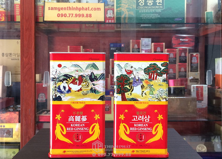 Hồng sâm củ khô 6 năm tuổi 150g hộp thiếc chính hãng Daedong Hàn Quốc Hồng sâm củ khô 6 năm tuổi 150g hộp thiếc chính hãng Daedong Hàn Quốc