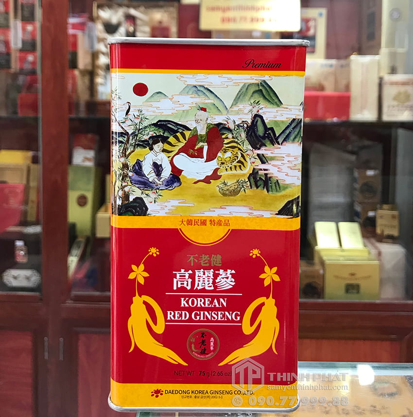 Hồng sâm củ khô 6 năm tuổi 75g hộp thiếc chính hãng Deadong Hàn Quốc Hồng sâm củ khô 6 năm tuổi 75g hộp thiếc chính hãng Deadong Hàn Quốc