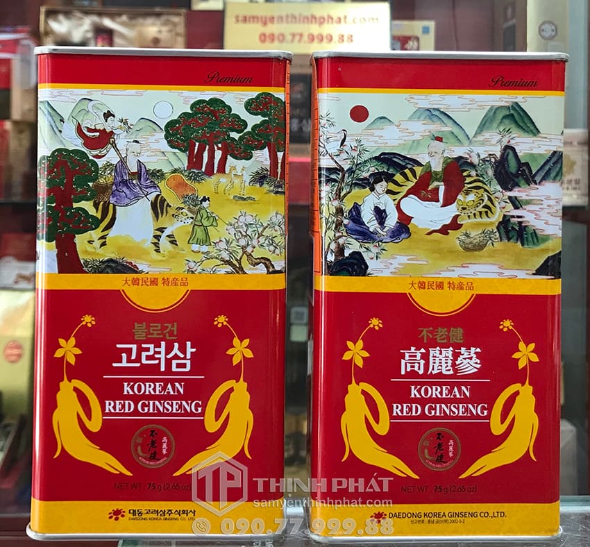 Hồng sâm củ khô 6 năm tuổi 75g hộp thiếc chính hãng Deadong Hàn Quốc Hồng sâm củ khô 6 năm tuổi 75g hộp thiếc chính hãng Deadong Hàn Quốc