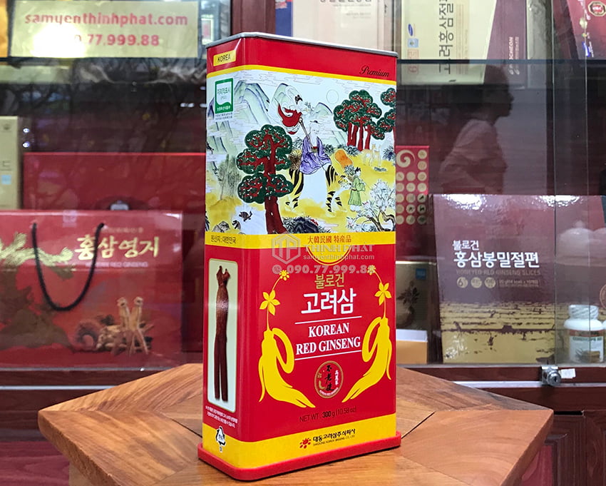 Hồng sâm khô hộp thiếc 300g 11 - 20 củ chính hãng Daedong Hàn Quốc Hồng sâm khô hộp thiếc 300g 11 - 20 củ chính hãng Daedong Hàn Quốc