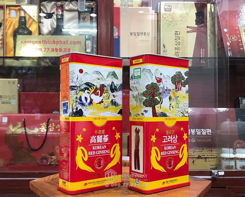 Hồng sâm khô hộp thiếc 300g 11 - 20 củ chính hãng Daedong Hàn Quốc Hồng sâm khô hộp thiếc 300g 11 - 20 củ chính hãng Daedong Hàn Quốc