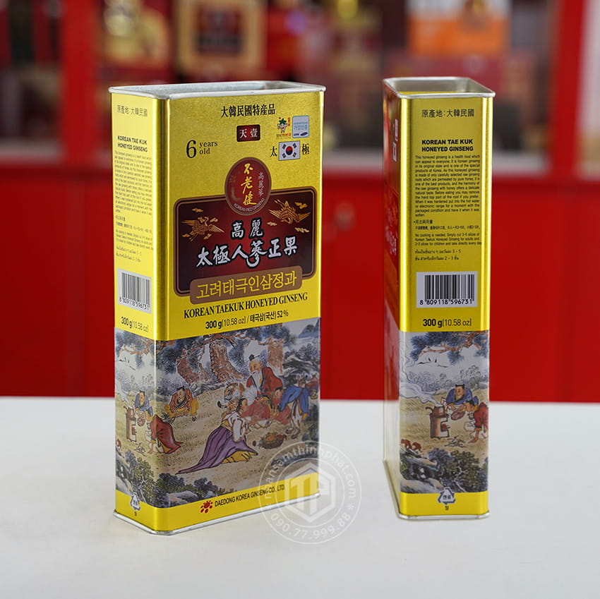 Thái cực sâm tẩm mật ong hộp thiếc 300g Sâm Hàn Quốc 6 năm tuổi cao cấp chính hãng Daedong Thái cực sâm tẩm mật ong hộp thiếc 300g Sâm Hàn Quốc 6 năm tuổi cao cấp chính hãng Daedong