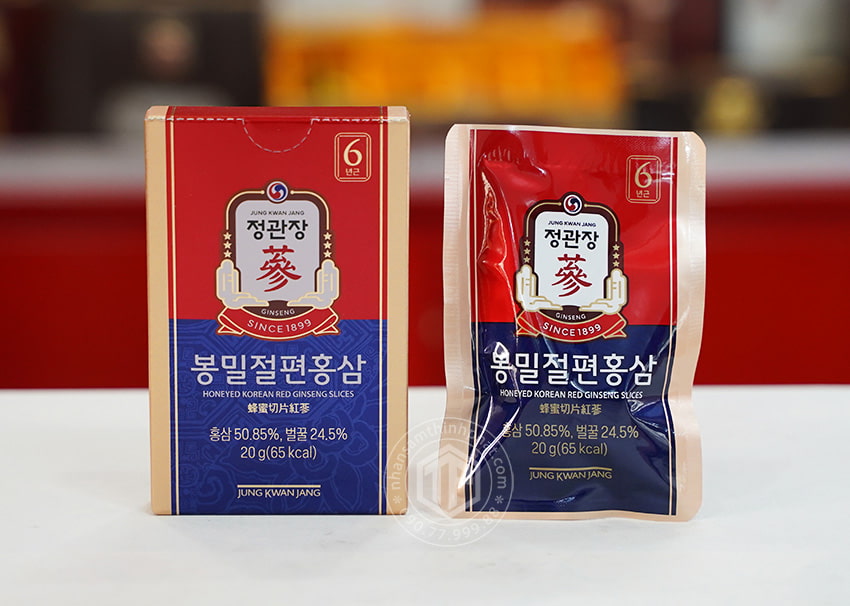 Hồng sâm lát tẩm mật ong KGC Sâm Chính phủ cao cấp hộp 12 gói 240g - Jung Kwan Jang Hồng sâm lát tẩm mật ong KGC Sâm Chính phủ cao cấp hộp 12 gói 240g - Jung Kwan Jang
