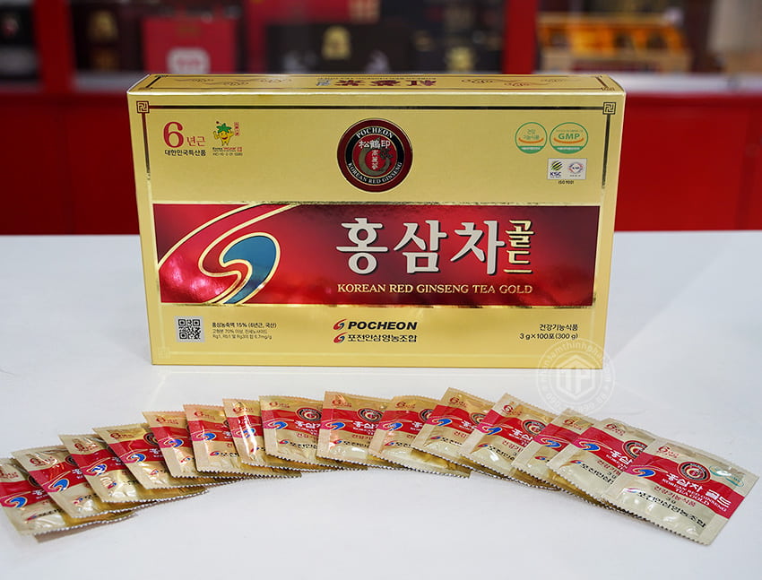 Trà hồng sâm Hàn Quốc Pocheon hộp 100 gói Trà hồng sâm Hàn Quốc Pocheon hộp 100 gói