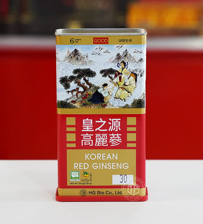 Hồng sâm củ khô hộp thiếc HG Bio 150g chính hãng Hàn Quốc Hồng sâm củ khô hộp thiếc HG Bio 150g chính hãng Hàn Quốc