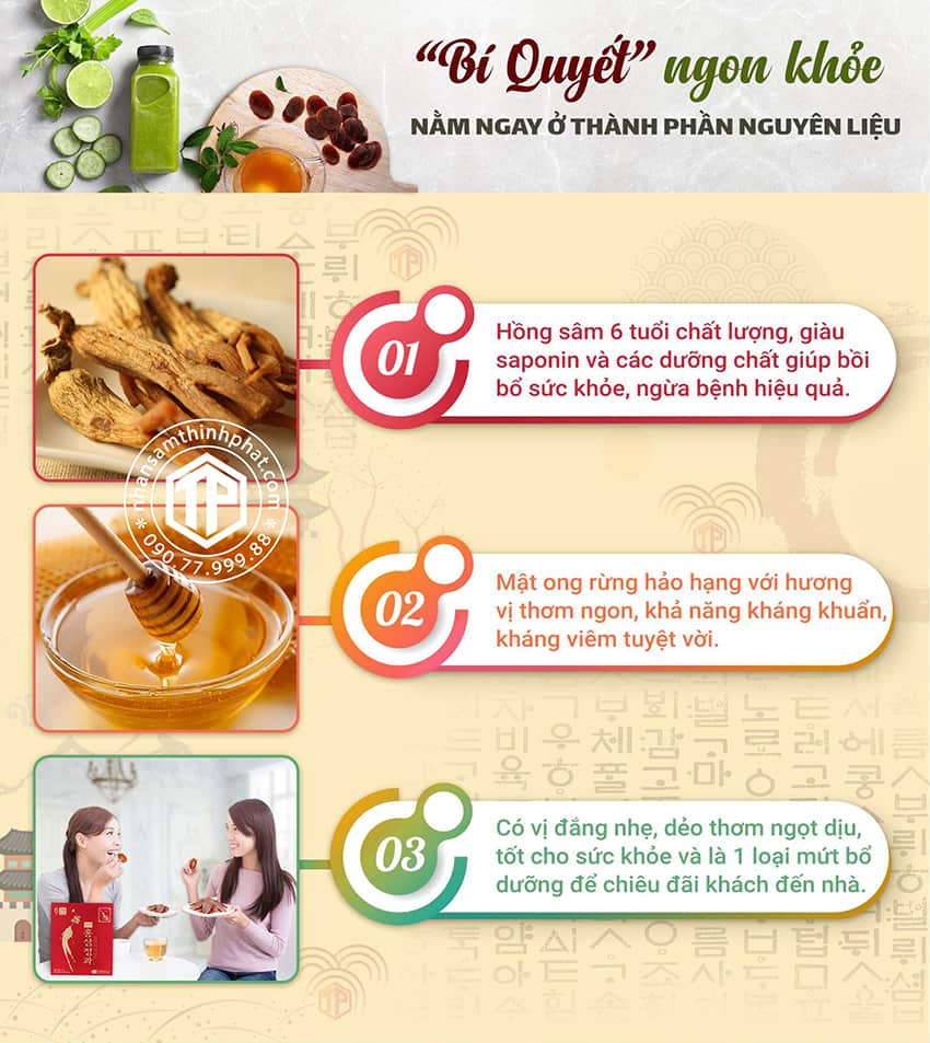 Sâm tẩm mật ong - Bí quyết ngon khỏe nằm ngay ở thành phần nguyên liệu