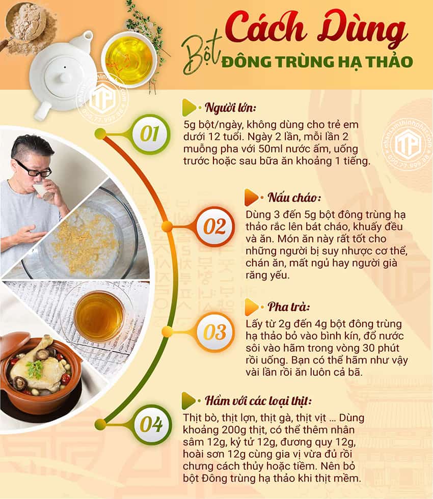 Cách dùng bột đông trùng hạ thảo Cách dùng bột đông trùng hạ thảo
