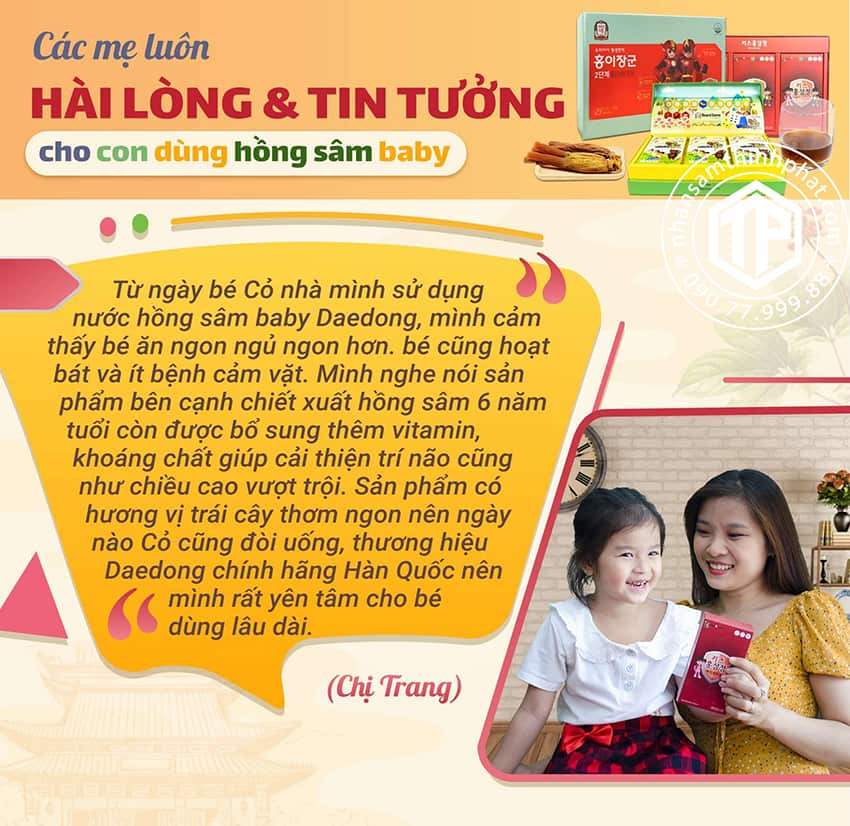 Các mẹ luôn hài lòng và tin tưởng cho con dùng hồng sâm baby Các mẹ luôn hài lòng và tin tưởng cho con dùng hồng sâm baby
