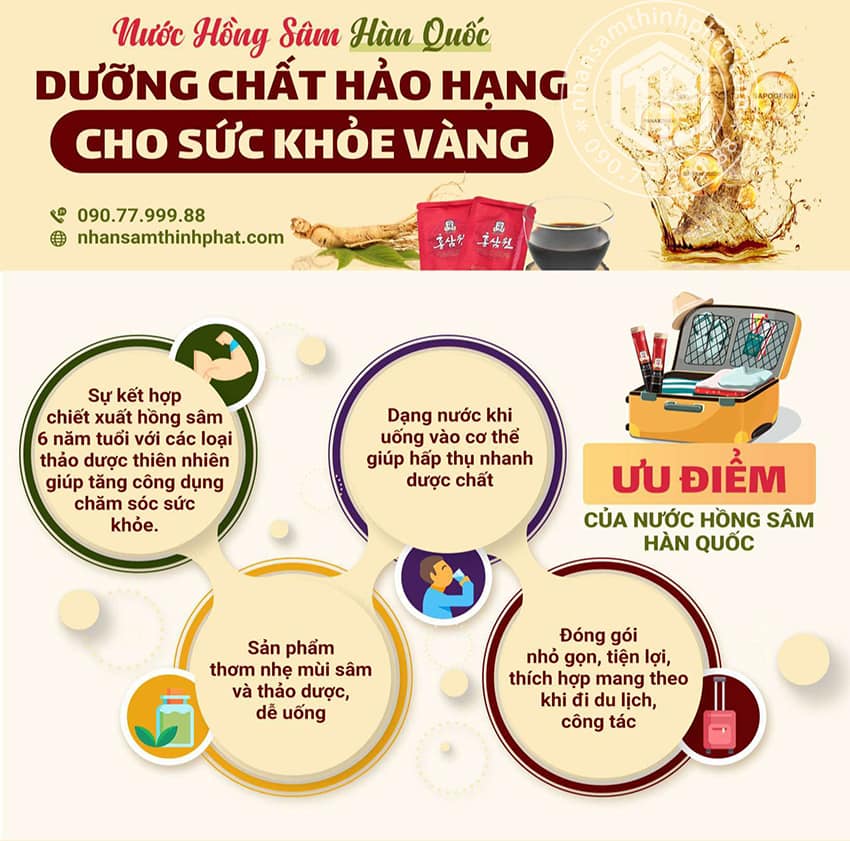 Nước hồng sâm Hàn Quốc - Dưỡng chất hảo hạng cho sức khỏe vàng Nước hồng sâm Hàn Quốc - Dưỡng chất hảo hạng cho sức khỏe vàng