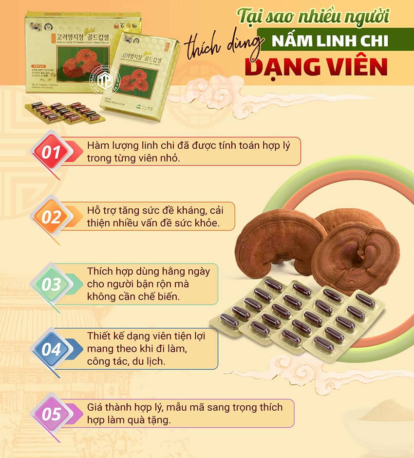 Tại sao nhiều người thích dùng nấm linh chi dạng viên?