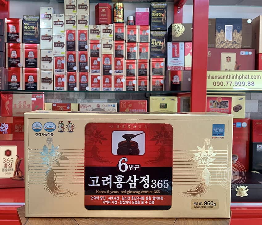 Cao hồng sâm chính hãng 365 sâm Hàn Quốc 6 năm tuổi hộp 4 lọ 240g Cao hồng sâm chính hãng 365 sâm Hàn Quốc 6 năm tuổi hộp 4 lọ 240g
