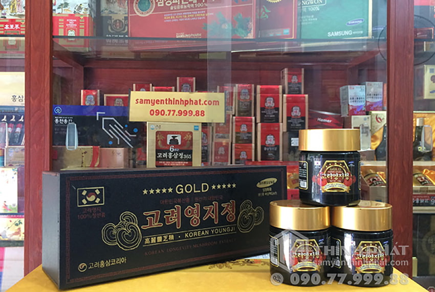 Cao linh chi núi Hàn Quốc cao cấp hộp gỗ đen 3 lọ x 120g gold Cao linh chi núi Hàn Quốc cao cấp hộp gỗ đen 3 lọ x 120g gold