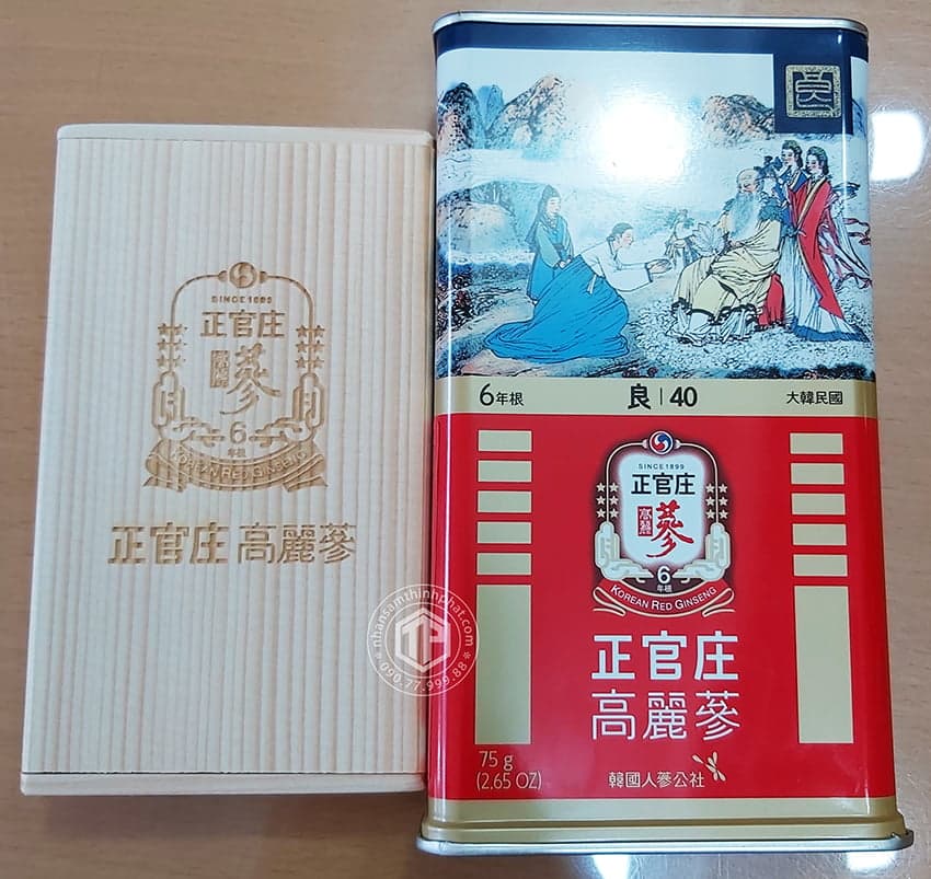 Hồng sâm củ khô hộp thiếc KGC 75g hồng sâm chính phủ Jung Kwan Jang Hồng sâm củ khô hộp thiếc KGC 75g hồng sâm chính phủ Jung Kwan Jang