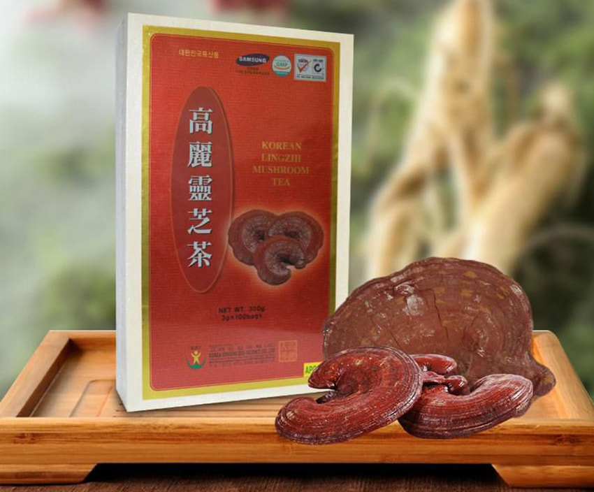Trà linh chi hòa tan Hàn Quốc hộp gỗ 100 gói Trà linh chi hòa tan Hàn Quốc hộp gỗ 100 gói
